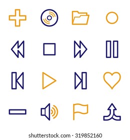 Media player web icons set