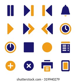Media player web icons set