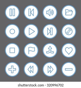 Media player web icons set