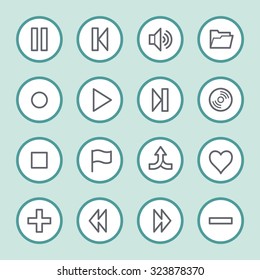 Media player web icons set