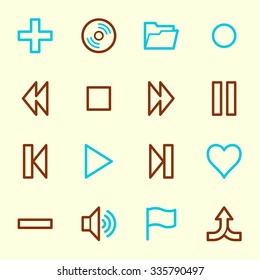 Media player web icons set