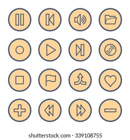 Media player web icons set