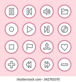 Media player web icons set