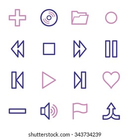 Media player web icons set