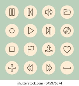 Media player web icons set