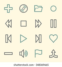 Media player web icons set
