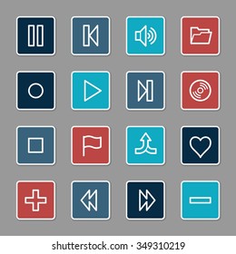 Media player web icons set