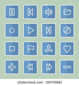 Media player web icons set