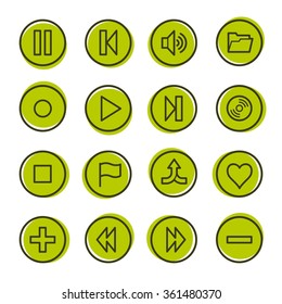 Media player web icons set