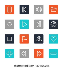 Media player web icons set