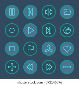 Media player web icons set