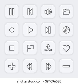 Media player web icons set