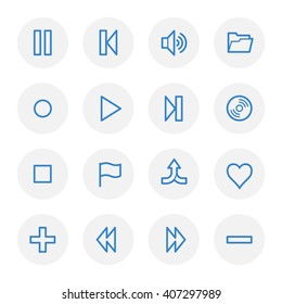 Media player web icons set