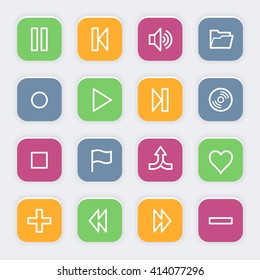 Media player web icons set