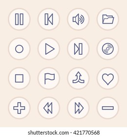 Media player web icons set