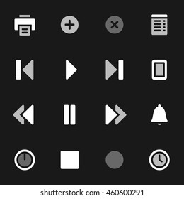 Media player web icons set