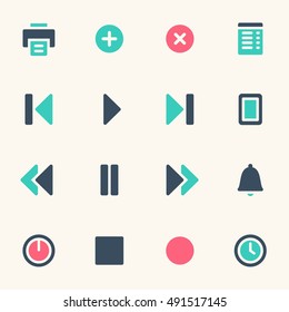 Juego de iconos web del reproductor de medios