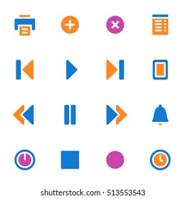 Media player web icons set