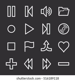 Media player web icons set