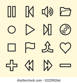 Media player web icons set