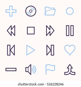 Media player web icons set