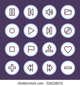 Media player web icons set