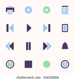 Media player web icons set