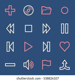 Media player web icons set