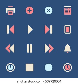 Media player web icons set