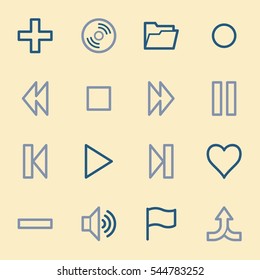 Media player web icons set