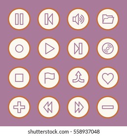 Media player web icons set
