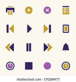 Media player web icons set