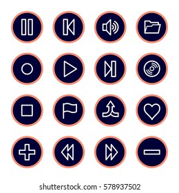 Media player web icons set