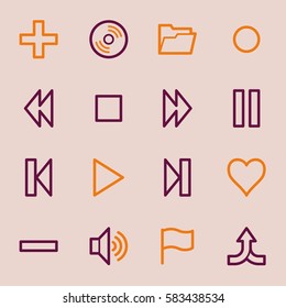 Media player web icons set