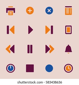 Media player web icons set