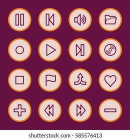 Media player web icons set