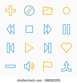 Media player web icons set
