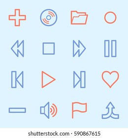 Media player web icons set