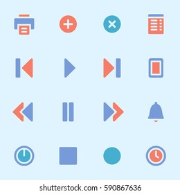 Media player web icons set