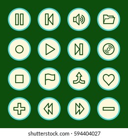 Media player web icons set