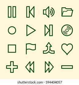 Media player web icons set