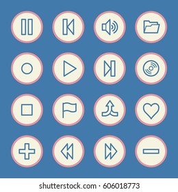 Media player web icons set
