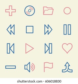 Media player web icons set