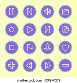 Media player web icons set
