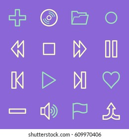 Media player web icons set