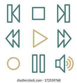 Iconos web de Media Player, dos series de colores