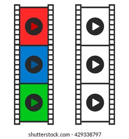 Media players icons. Colored media players. Media players flat. Vector illustration