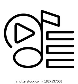 Media playlist icon. Outline media playlist vector icon for web design isolated on white background