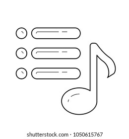 Media playlist vector line icon isolated on white background. Media playlist line icon for infographic, website or app. Icon designed on a grid system.