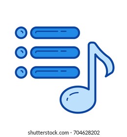 Media playlist Vektorgrafik Symbol einzeln auf weißem Hintergrund. Media Playlist Symbol für Infografik, Website oder App. Blaues Symbol für ein Gittersystem.